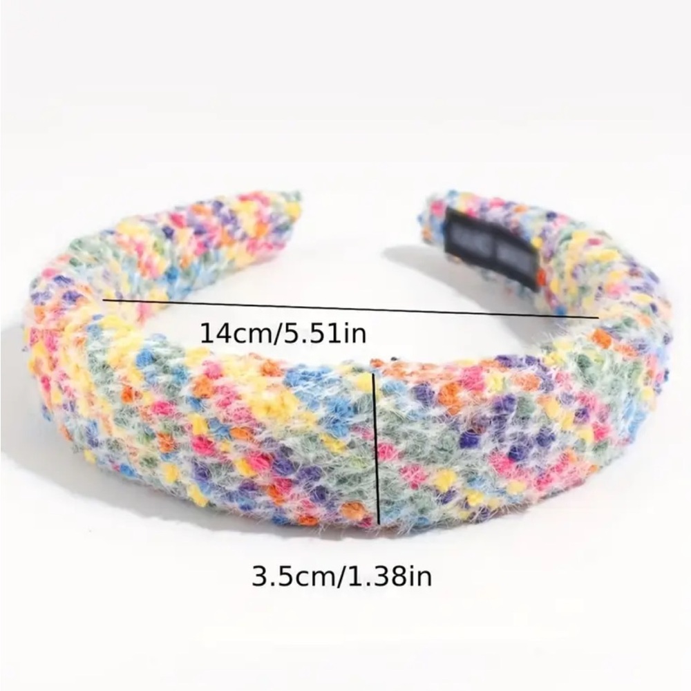 Colorful Yarn Hand-Knitted Headband, - Picture 4 of 4